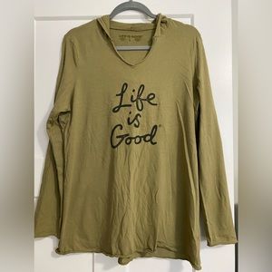 Life is Good long sleeve hooded tshirt